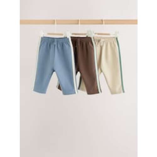 Buy Blue/Brown/Cream Baby Straight Leg Joggers 3 Pack (0mths-2yrs) from Next USA