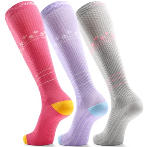 FITRELL 3 Pairs Compression Socks for Women and Men 20-30mmHg-Circulation Support Socks