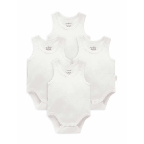 Rib Bodysuit 4 pack - White Pack - Purebaby