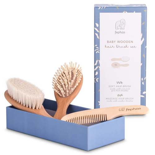 Fephas Wooden Baby Hair Brush Set