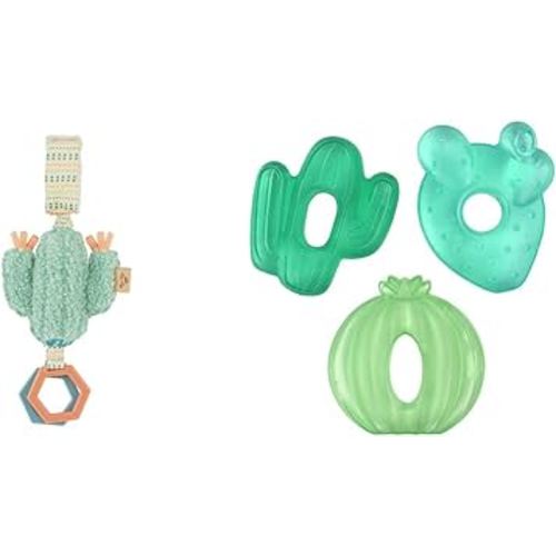Itzy Ritzy Cactus Plush Jingle Toy and Water-Filled Teethers Set of 3 for Sore Gum Relief and Emerging Teeth