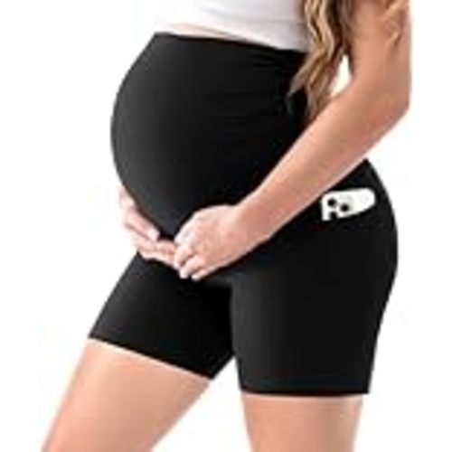 Walifrey Maternity Shorts with Pockets Over the Belly | Biker,Casual,for Women Yoga Activewear,Pregnancy and Postpartum,Buttery Soft