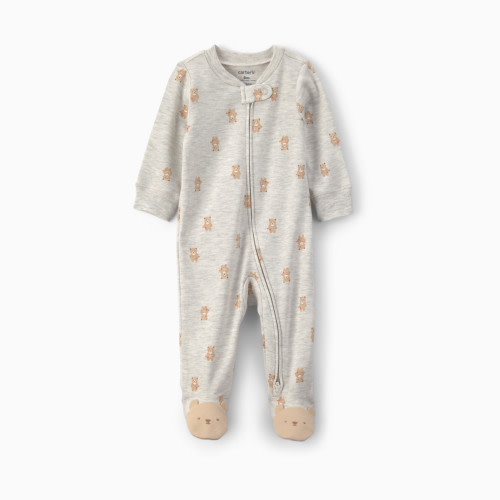 Carter's 2-Way Zip Snug Fit Sleep & Play Pajamas - Gray Teddy Bear, Nb