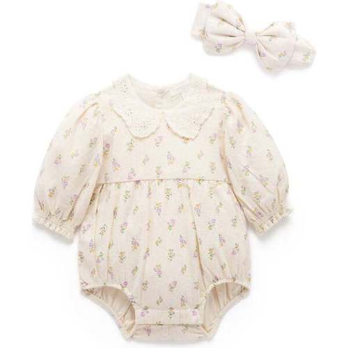 Gathered Bodysuit & Headband Primrose Print - Purebaby | Maisonette