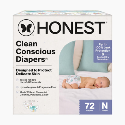 The Honest Company Clean Conscious Disposable Diapers - Above It All + All The Alpacas, Nb, 72 Count