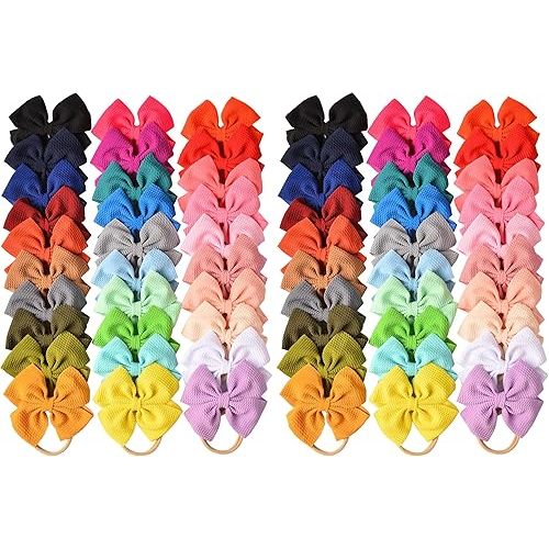 Prohouse 30 PCS Big Bows Baby Nylon Headbands Hairbands Hair Bows Elastics for Baby Girls Newborn Infant Toddler Child Hair Accessories (Pack of 2)