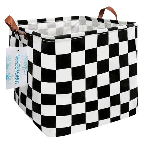 LANGYASHAN Square Storage Baskets Waterproof Canvas Children Laundry Nursery Hamper for Shelves Gift Baskets Toy Organizer Room Decor (Square Racing flag)