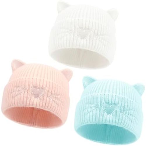 Baby Beanie Winter Hat with Cat Ear for Infant Toddler Boys Girls Kids Soft Knitted Hat Warm Skull Cap