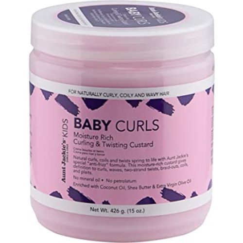 Aunt Jackie's Kids Baby Curls, Moisture Rich Curling and Twisting Custard for Naturally Curly, Coily and Wavy Hair, 15 oz