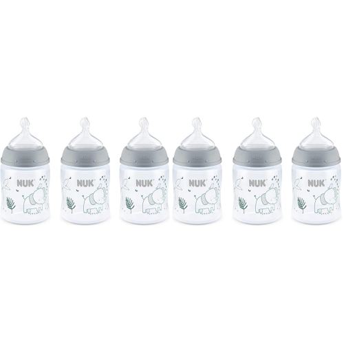 NUK Smooth Flow Anti Colic Baby Bottle, Elephant, 5 Ounce (6 Pack)