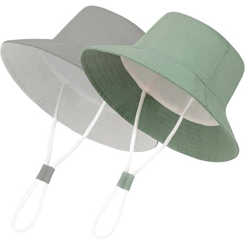Urban Virgin 2-Packs Baby Sun Hat UPF 50+ Sun Protective Toddler Bucket Hat Summer Kids Beach Hats