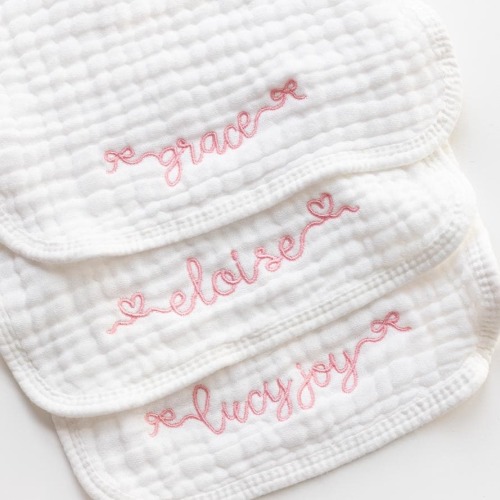Personalized Muslin Burp Cloth: Embroidered Bow, Monogram Baby Gift