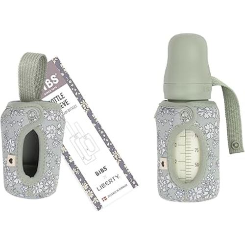 BIBS x Liberty Baby Bottle Cover Small 110ml - Neoprene Protective Cover for BIBS Bottles - Liberty Print Design, Small, Capel Sage