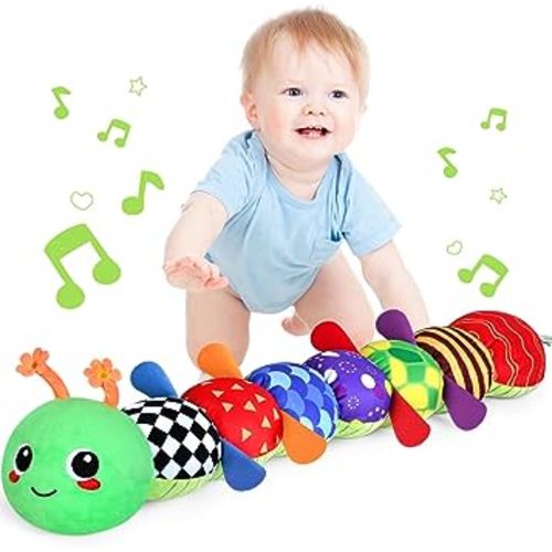 KMUYSL Baby Toys 0 to 12 Months, Musical Stuffed Animal Toys for 0-3-6-12 Months, Soft Sensory Toys with Crinkle and Rattles, Infant Tummy Time Toys Gifts for Newborn Boys Girls
