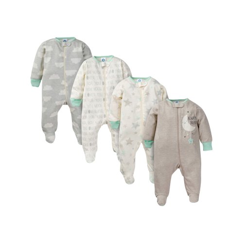 Gerber Baby Boy or Girl Gender Neutral Sleep 'N Play Footed Pajamas, 4-Pack - ALWAYS DREAM - 0-3M