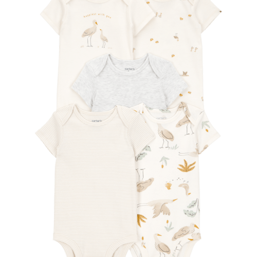 Ivory Baby 5-Pack Striped Birds Short-Sleeve Cotton Bodysuits | Carter’s Oshkosh Canada