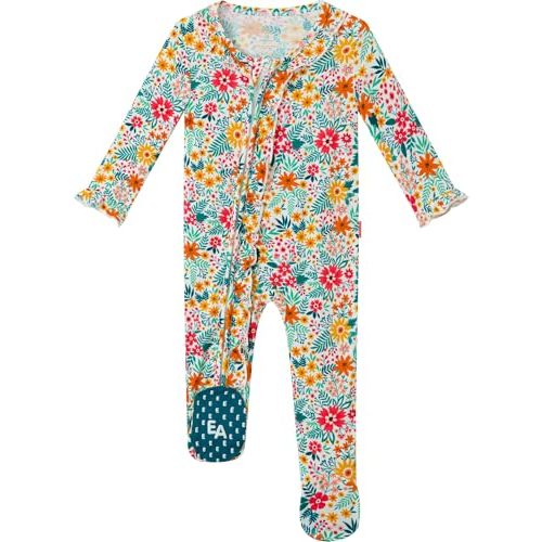 Bamboo Viscose Baby Girl Footie Pajamas, Newborn Sleepers Infant Onesie, 2-Way Zipper Footed Pjs