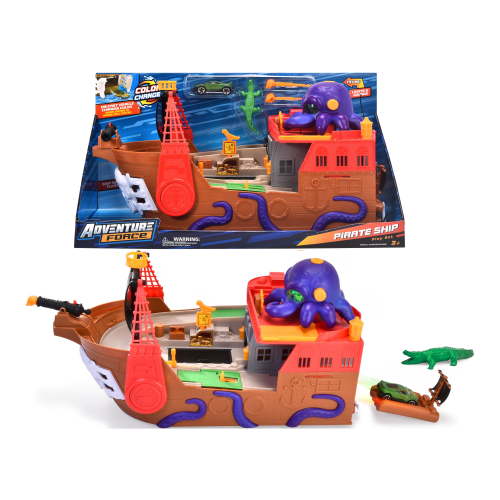 Adventure Force Pirate Ship Die-Cast Vehicle Playset, Multi-Color, Color Change Toy Boat, Ages 3+, Collectible