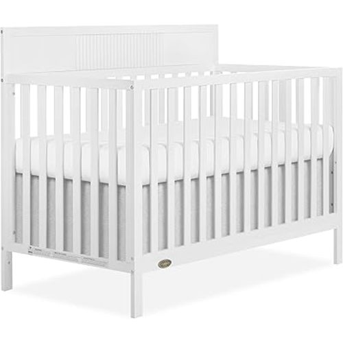 Dream On Me Ivy 5-in-1 Convertible Full-Size Baby Crib in White, GreenGuard Gold & JPMA Certified, 3 Mattress Heights, Converts to Toddler, Day & Full-Size Bed, Safe & Stylish Nursery