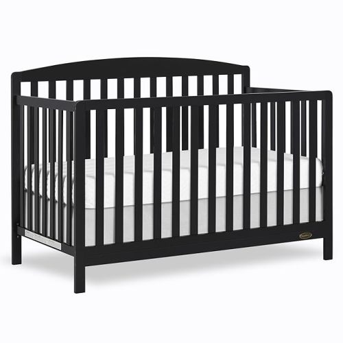 Dream On Me Odelle 5-in-1 Convertible Full-Size Baby Crib in Matte Black, GreenGuard Gold & JPMA Converts to Toddler, Day & Full-Size Bed Sustainable Pinewood, 3 Mattress Heights