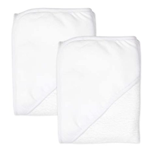 HonestBaby 2-Pack Organic Cotton Hooded Towels, Bright White, One Size