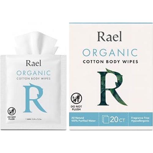 Rael Organic Cotton Wipes, Body Cloth, On-the-Go, All Skin Types (20 Ct)