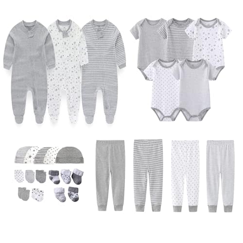 MAMIMAKA Newborn Layette Gift Set 27-Piece Baby Girl Clothes Bodysuits, Pants Essentials and Accessories 0-12Months
