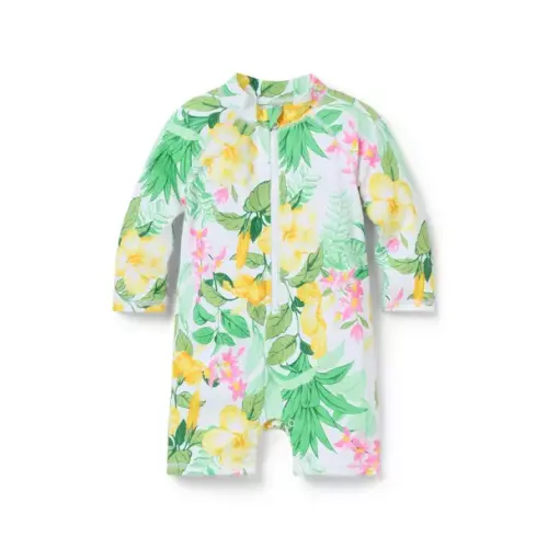 Swim White Tropical Floral Baby Recycled Tropical Floral Swimsuit by Janie and Jack
