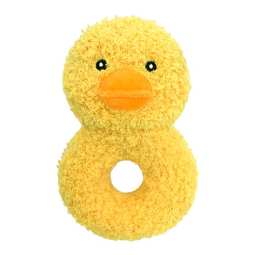 Baby Duck Soft Rattle Toy, Plush Duck Infant Shaker Rattle Easy-Grasp Stuffed Animal Toy, Gifts for Newborns Babies Toddlers Boys Girls, Yellow, 5.3 Inches