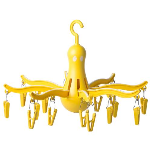 PRESSA Hanging dryer with 16 clothes clips - yellow