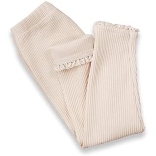 Toddler Baby Girls Leggings Footless Lace Trim Tights Ruffle Ribbed Knit Stocking Infant Fall Winter Warm Bottom Pants