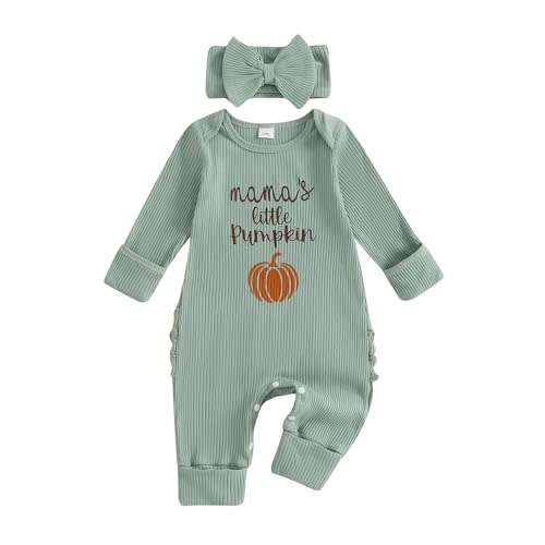 FYBITBO My First Halloween Baby Girl Outfit Newborn Pumpkin Long Sleeve Romper Infant Jumpsuit Fall Winter Clothes Outfits