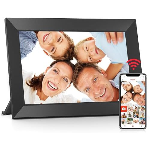 BIGASUO Digital Picture Frame, 10.1" Frameo Digital Frame WiFi with 32GB Memory, 1280x800 IPS Touch Screen, Send Photos/Videos from Your Phone Anywhere, Photo Gifts for Parents and Grandparents