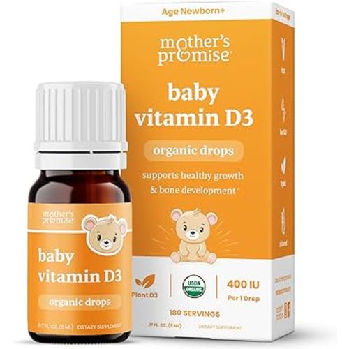 Organic Vitamin D Drops for Babies | 100% Plant-Based, 180 Servings 400 IU Baby Vitamin D3 Liquid Supplement | Supports Healthy Growth, Bones, Heart & Immune Health for Newborns & Infants