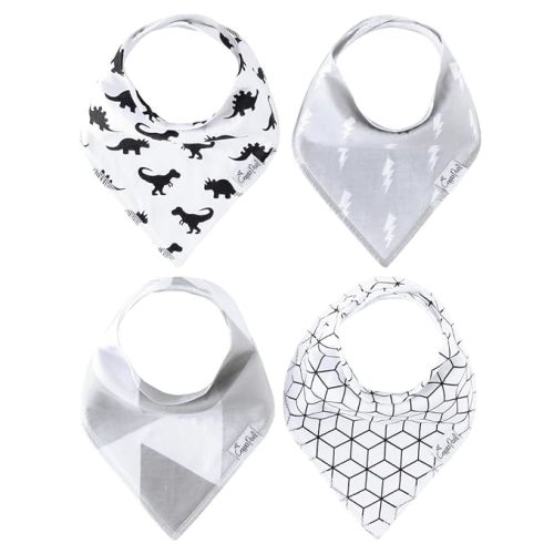 Copper Pearl 4 Pack Soft Cotton Baby Bibs for Drooling and Teething, Absorbent Drool Bibs for Baby Boy, Adjustable to Fit Newborns to Toddlers, Tons of Styles (Wild Set)