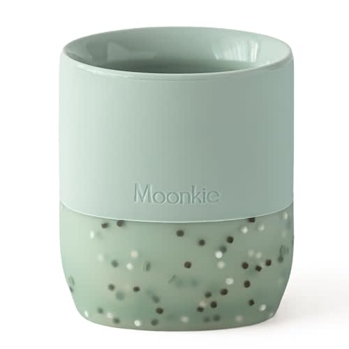 Moonkie Silicone Baby Cup 4 Months+ | Open Training Drinkware for Infants with Confetti Sprinkles | Baby-Led Weaning Essential | 2 oz (Mint, 1 Pack)