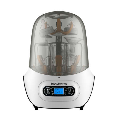Baby Brezza One Step Baby Bottle Sanitizer and Dryer (Steam Sterilizer), White on Black