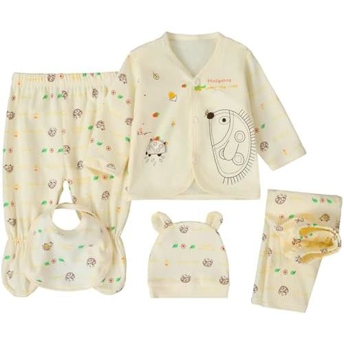 Unisex Baby Clothes 5 Piece Layette Sets Cotton Newborn Clothes Gift Set For 0-3 Months