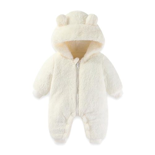 Amazon.com: UVIPC Baby Newborn Bear Outfit Fleece Snowsuit Winter Clothes Hooded Jumpsuit Romper for Baby boy girl (White 0-3Months) : Clothing, Shoes & Jewelry