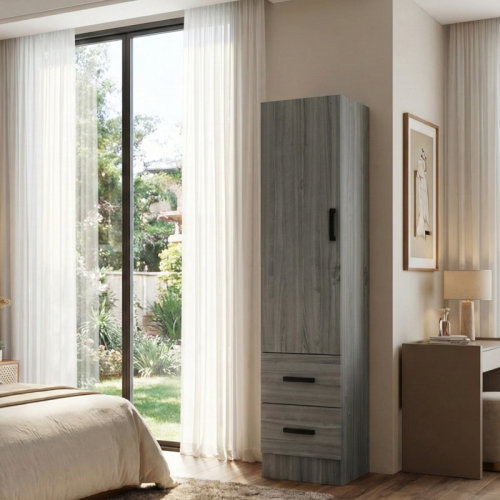 Ebern Designs Wardrobe Armoire Closet With 2 Drawers And Door That Can Open From Either The Left Or Right. & Reviews | Wayfair