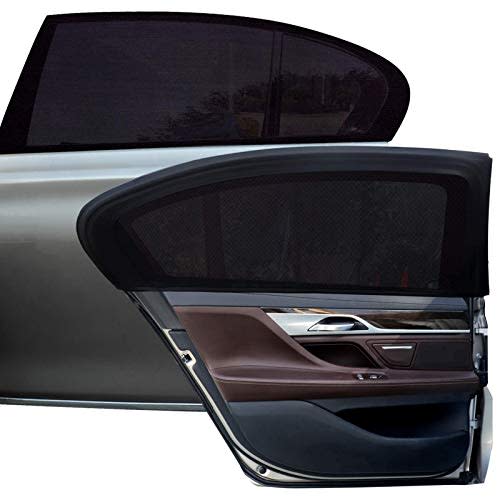 Tevlaphee Car Window Shades, 2 Pack Car Sunshade for Kids Breathable Universal Sun Visor Car Net for Baby with Certified UV for Side Window, Spandex Mesh Material Protect Privacy for Family (L)