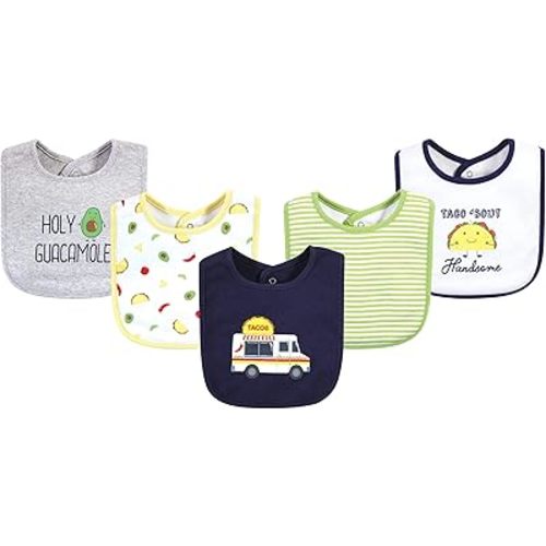 Hudson Baby Unisex Baby Cotton Bibs, Taco Truck, One Size