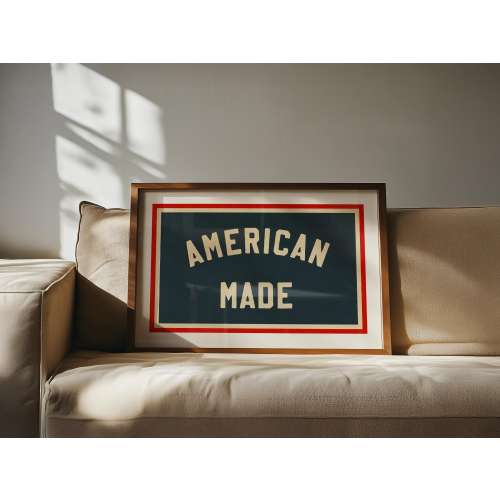 Rustic American Made Print: Retro United States Art, Patriotic Decor, Americana