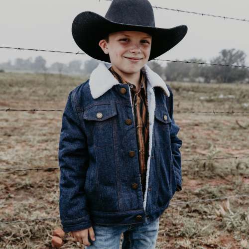 Dark Denim Jacket with Sherpa Lining – Cowkid Clothing Company