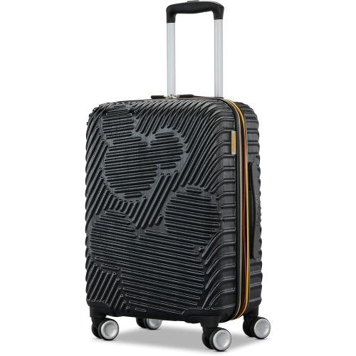 American Tourister Mickey Mouse Carry-On Luggage - Airline Approved, Durable Hardshell with RightHeight Adjustable Handle - Expands 1.5in - Roll Confidentially with Dual 360 Spinner Wheels
