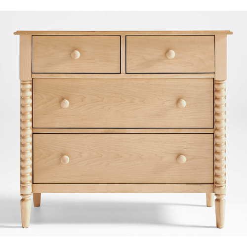 Jenny 37" Lind Maple Wood Narrow 4-Drawer Kids Dresser - Maple