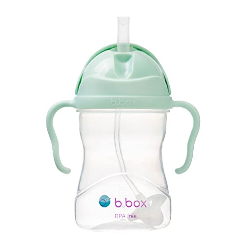 b.box Sippy Cup with Weighted Straw. Drink from any Angle, Leak Proof, Spill Proof, Easy Grip. BPA Free, Dishwasher Safe. For Babies 6m+ to Toddlers (Pistachio, 8oz)