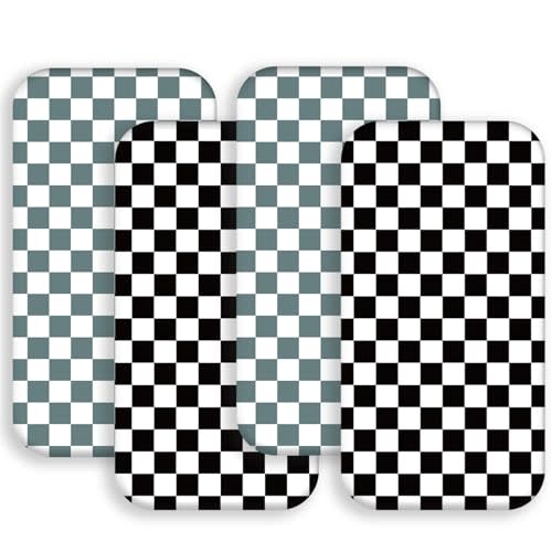 4 Pack Checkered Plaid Crib Sheets Neutral Breathable Buffalo Check Fitted Baby Sheets Nursery Sheets for Baby Boys or Girls (Bassinet)