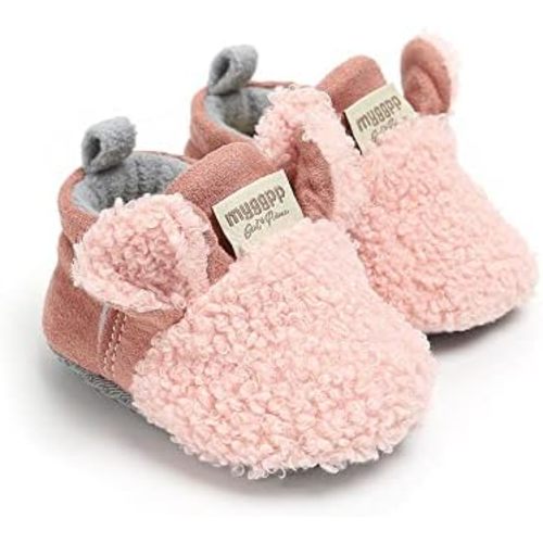 GDSDYM Baby Booties Cozy Fleece Slippers Soft Baby Shoes With Gripper Soles, Winter Warm Infant Newborn Crib Sock Shoes First Walkers