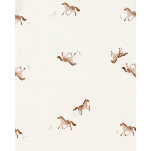 Baby Girl 5-Pack Floral Horses Short-Sleeve Cotton Bodysuits - Pink/Green | Carter's